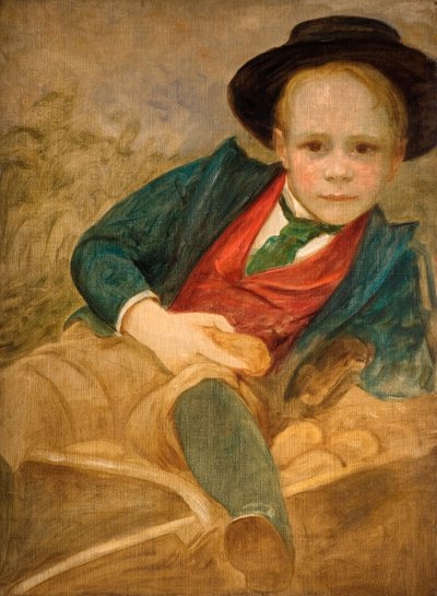 Étude pour un garçon assis sur une brouette, 1890 - Louisa Starr
