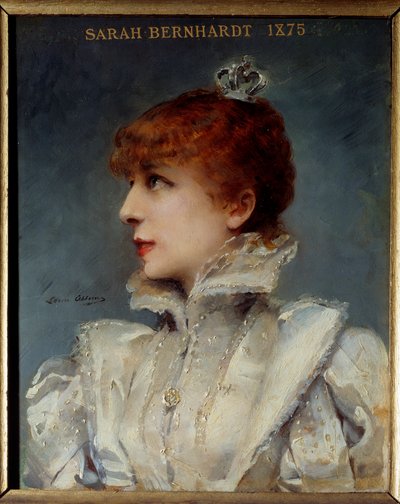 Portrait de Henriette Rosine Bernard dit Sarah Bernhardt, sociétaire de la Comédie Française. Peinture par Louise Abbema - Louise Abbéma