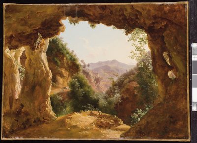 Une grotte dans un paysage rocheux - Louise Josephine Sarazin de Belmont
