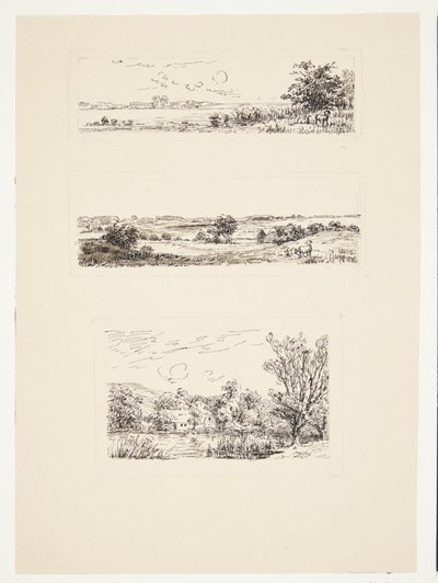 Feuille avec trois petits paysages - Louise Ravn Hansen