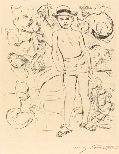 Garçon en Maillot de Bain et Chapeau de Paille - Lovis Corinth