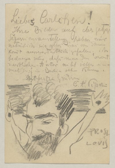 Lovis Corinth à Carl Strathmann : Carte postale, cachet postal du 16 janvier 1903 - Lovis Corinth