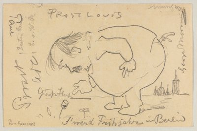 Lovis Corinth à Carl Strathmann : Carte postale, cachet postal 1er avril 1908 - Lovis Corinth