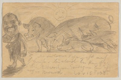 Lovis Corinth à Carl Strathmann: Carte postale, cachet postal du 25 août 1899 - Lovis Corinth