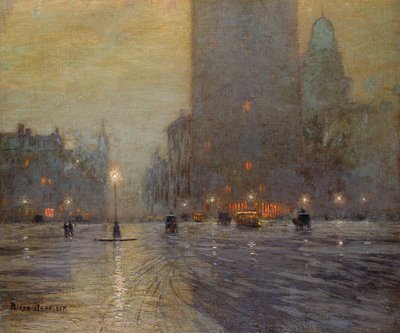 Madison Square, nuit pluvieuse - Lowell Birge Harrison