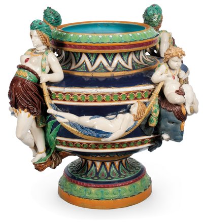 Grande jardinière en majolique Minton, vers 1870 - Ltd Mintons