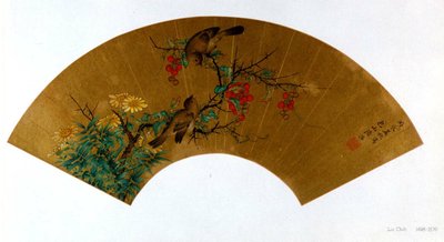 Oiseaux, baies et fleurs 花鳥折扇 - Lu Zhi