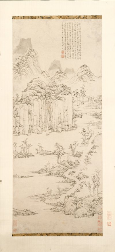 Retraite taoïste dans un paysage de montagnes et de rivières après Ni Zan [1301-1374], 1567 - Lu Zhi