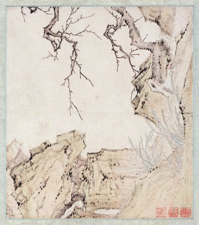 Narcisse, prunier et paysage - Lu Zhi
