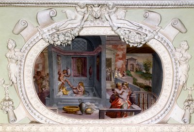 Scènes de bain, séduction. Fresque de Luca Cambiaso (1527-1585) - Luca Cambiaso