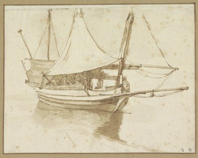 Deux-mâts avec voile réduite - Luca Carlevarijs (possibly)