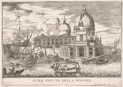 Planche 61 : Vue de la douane Dogana da Mar à la confluence du Grand Canal a..., 1703 - Luca Carlevarijs