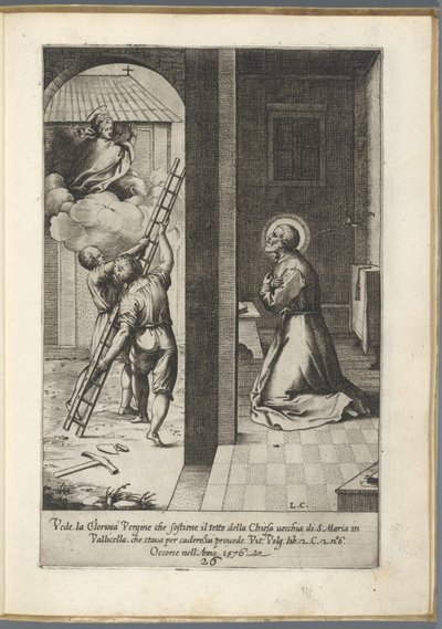 Filippo Neri voit Marie porter le toit de Santa Maria in Vallicella (Vie de saint Filippo Neri) - Luca Ciamberlano