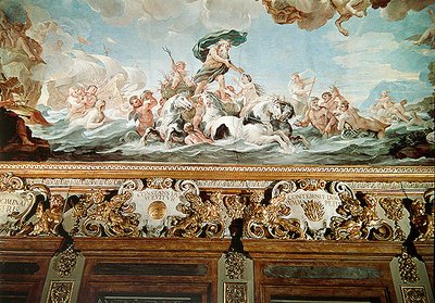 Neptune, détail du plafond de la galerie - Luca Giordano