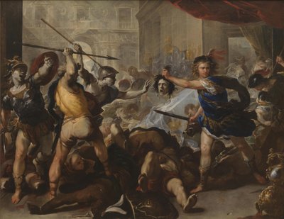 Persée transformant Phinée et ses partisans en pierre, début des années 1680 - Luca Giordano