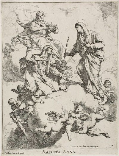 Sainte Anne reçue au Ciel par le Christ et la Vierge - Luca Giordano