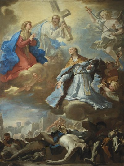 Saint Janvier intercédant auprès de la Vierge Marie, du Christ et de Dieu le Père pour les victimes de la peste - Luca Giordano