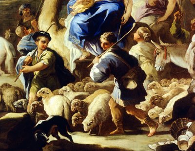 Moutons et bergers (détail) - Luca Giordano