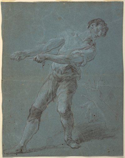 Jeune homme tirant une corde - Luca Giordano