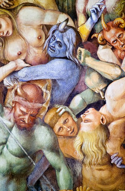 Damnés en enfer, détail avec autoportrait de Luca Signorelli en démon bleu - Luca Signorelli