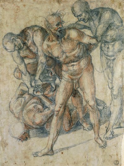 Nus masculins (craie rouge et noire sur papier) - Luca Signorelli