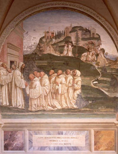 Histoires de Saint Benoît, fresque. Cloître de Saint Benoît, Abbaye de Monte Oliveto Maggiore - Luca Signorelli
