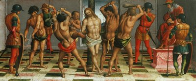 La Flagellation du Christ Lamentation sur le Christ mort, panneau de prédelle, 1502 - Luca Signorelli