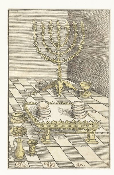 Chandelier à sept branches et table avec le pain de proposition - Lucas Cranach