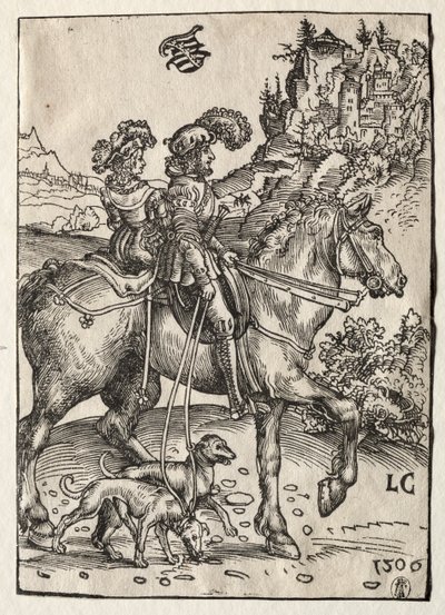 Un gentleman et une dame à cheval pour la chasse - Lucas Cranach