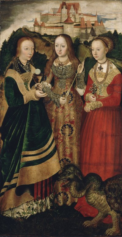 Retable avec le martyre de Sainte Catherine, aile droite : Sainte Barbara, Ursula et Marguerite - Lucas Cranach the Elder