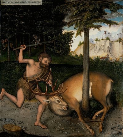Hercule et la biche de Cérynie. De la série des travaux d