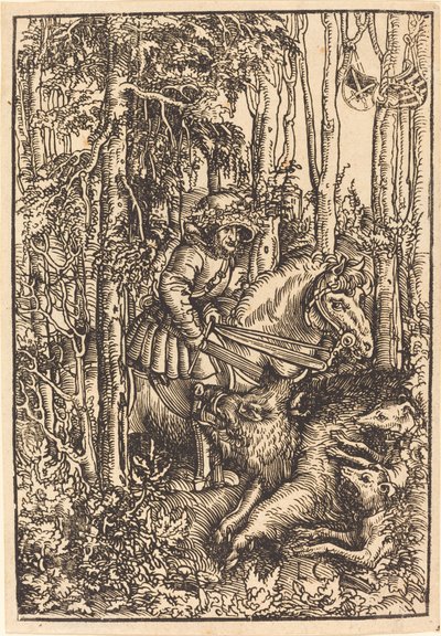 Chasseur à cheval chassant un sanglier - Lucas Cranach the Elder