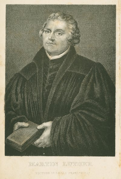 Martin Luther, lithographie de James Weber (c.1824-86), vers 1850 - Lucas Cranach the Elder