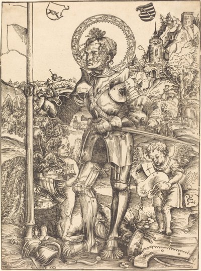 Saint Georges debout, avec deux anges - Lucas Cranach the Elder