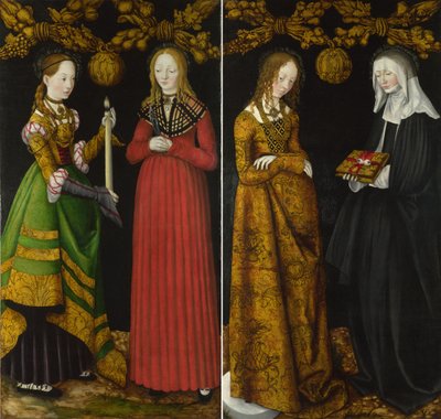 Les saintes Geneviève et Apollonia et les saintes Christine et Ottilia - Lucas Cranach the Elder