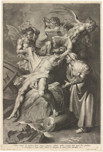 Job tourmenté par des démons et maltraité par sa femme - Lucas Emil Vorsterman after Sir Peter Paul Rubens
