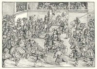 Le tournoi avec la tapisserie de Samson et le lion - Lucas the Elder (after) Cranach
