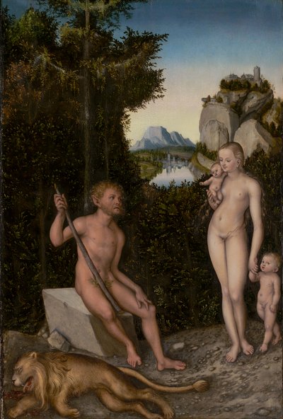 Un faune et sa famille avec un lion tué, vers 1526 - Lucas the Elder Cranach