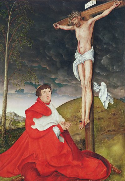 Albert, cardinal électeur de Mayence au pied de la croix - Lucas the Elder Cranach