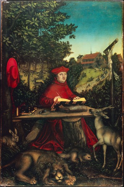 Cardinal Albrecht de Brandebourg en tant que Saint Jérôme - Lucas the Elder Cranach