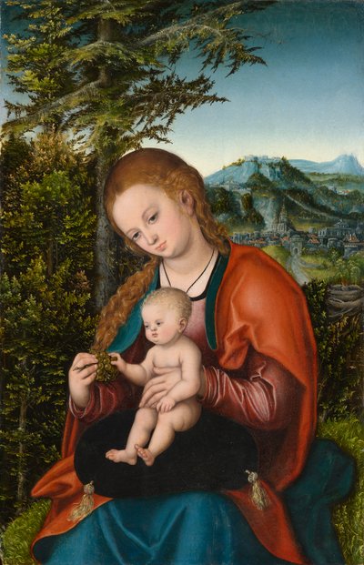 Madonna et Enfant dans un paysage, c.1518 (huile sur panneau) - Lucas the Elder Cranach