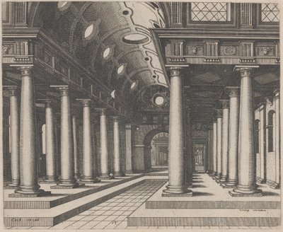 Un hall avec une voûte en berceau - Lucas van Doetechum and Johannes