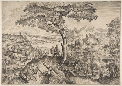 Soldats au repos Milites Requiescentes des Grands Paysages, vers 1555-56 - Lucas van Doetecum