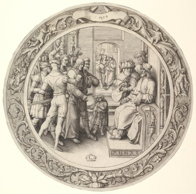 Christ devant Anne, de la Passion Circulaire, 1509 - Lucas van Leyden