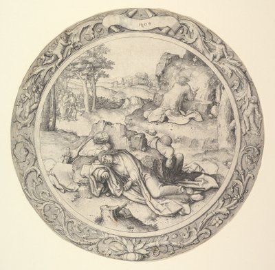 Christ au Mont des Oliviers, de la Passion Circulaire, 1509 - Lucas van Leyden