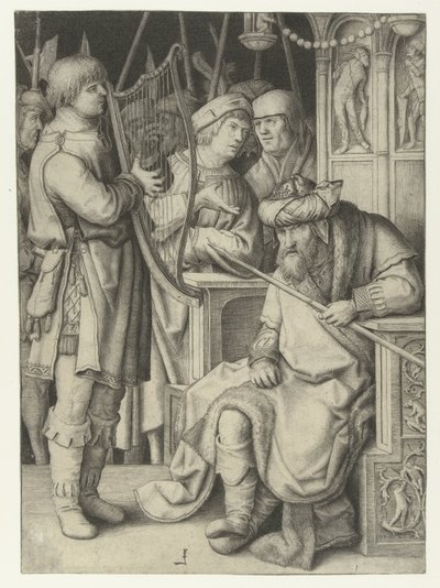 David jouant de la harpe pour Saül - Lucas van Leyden