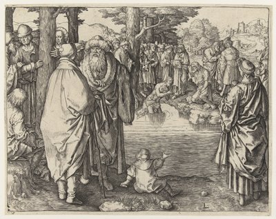 Le baptême du Christ dans le Jourdain - Lucas van Leyden