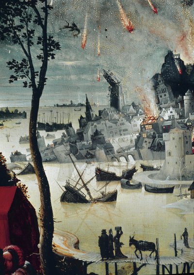 Loth et ses filles (détail de la destruction de Sodome) - Lucas van Leyden