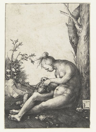 Femme nue avec chien - Lucas van Leyden