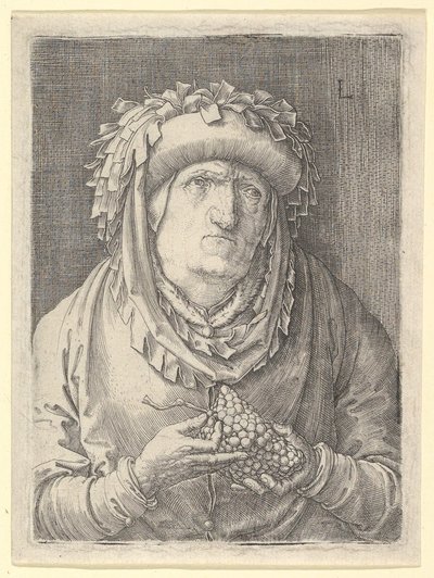 Vieille femme avec des raisins - Lucas van Leyden